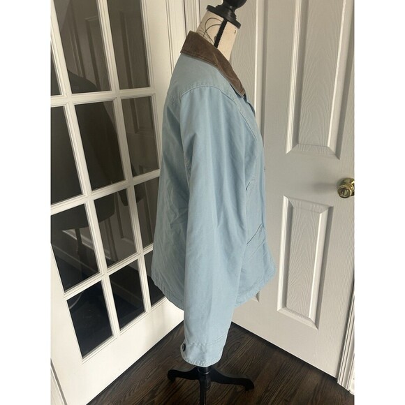 Vintage LL Bean Baby Blue Quilted Lined Barn Chore Coat Canvas Field Jacket M - Picture 9 of 11
